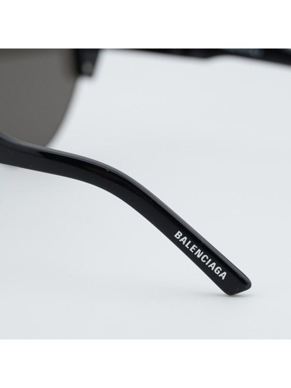 Balenciaga BB0004S 001 Semi Rim Sunglasses Black Shield Frame, Grey Lenses - Picture 9 of 10